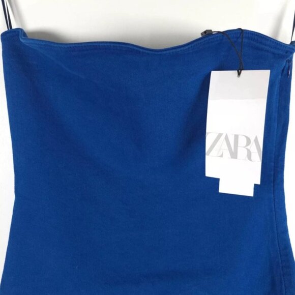 NWT ZARA Blue Bandeau Denim Strapless SEXY Stretch Mini Dress 6929/204 Size L - Picture 12 of 15